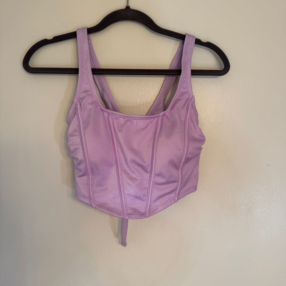 Wild Fable Lavender Cropped Tank Top Size 8-10 drawstring